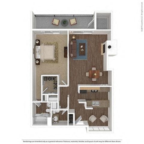 1 Bed, 1.5 Bath, 970 sq. ft. A3